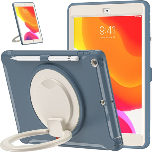 For iPad 10.2 2021 / 2020 / 2019 Shockproof TPU + PC Protective Case with 360 Degree Rotation Foldable Handle Grip Holder & Pen Slot(Cornflower Blue) - iPad 10.2 Cases by buy2fix | Online Shopping UK | buy2fix