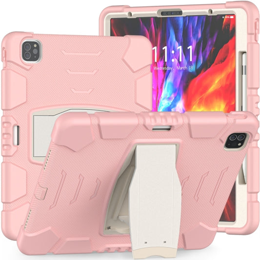 For iPad Pro 12.9 2020 3-Layer Protection  Screen Frame + PC + Silicone Shockproof Combination Tablet Case with Holder(Cherry Blossoms Pink) - iPad Pro 12.9 (2020) Cases by buy2fix | Online Shopping UK | buy2fix