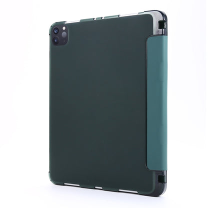 For iPad Pro 12.9 2022 / 2021 Multi-folding Horizontal Flip PU Leather + Shockproof Airbag TPU Tablet Case with Holder & Pen Slot & Wake-up / Sleep Function(Deep Green) - iPad Pro 12.9 (2022/2021) Cases by buy2fix | Online Shopping UK | buy2fix