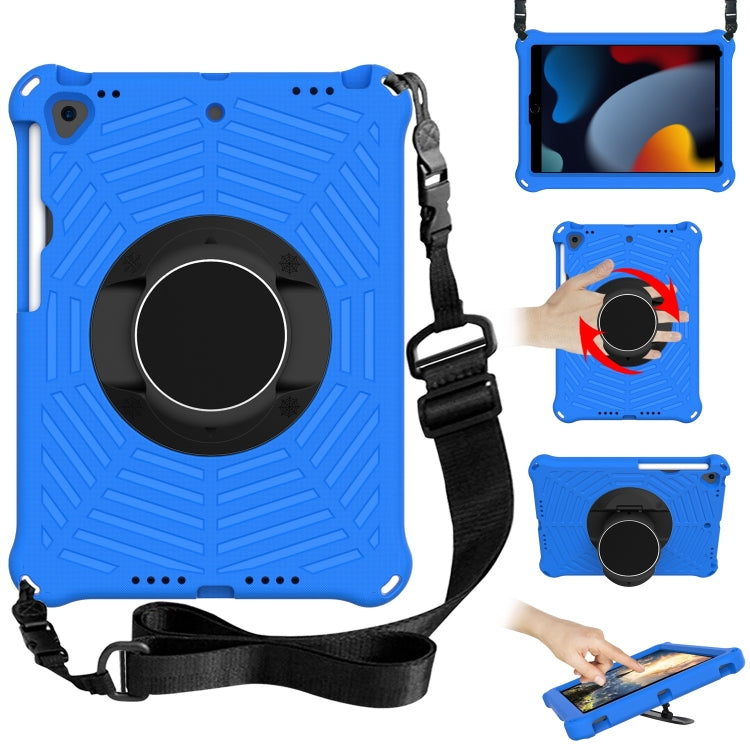For iPad 10.2 2021 / 2020 / 2019 Spider King EVA Protective Case with Adjustable Shoulder Strap & Holder & Pen Slot(Blue) - iPad 10.2 Cases by buy2fix | Online Shopping UK | buy2fix