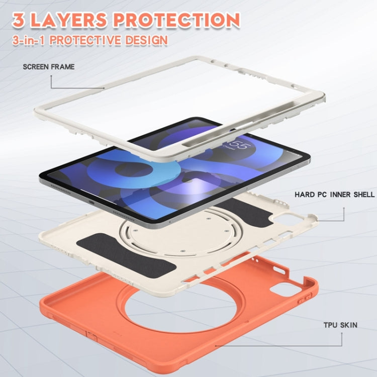 Shockproof TPU + PC Tablet Case with 360 Degree Rotation Grip Holder & Pen Slot For iPad Air 4 10.9 / Pro 11 2022 / 2021 / 2020 / 2018(Living Coral) - iPad Pro 11 (2022/2021) Cases by buy2fix | Online Shopping UK | buy2fix