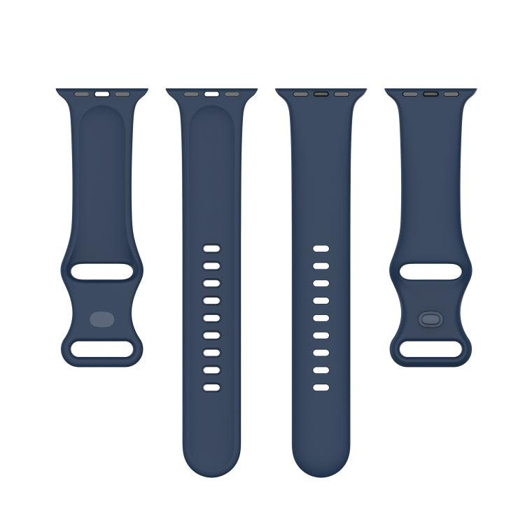 Small Size Silicone Watch Band For Apple Watch Ultra 49mm& Ultra 2 49mm / Series 9&8&7 45mm / SE 3&SE 2&6&SE&5&4 44mm / 3&2&1 42mm(Navy Blue) by buy2fix