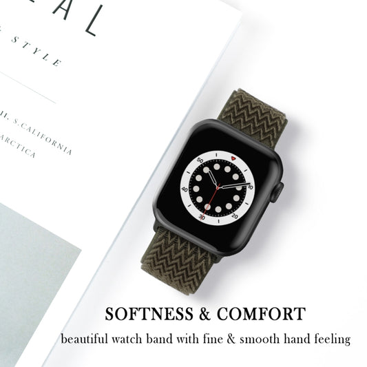 Wave Texture Nylon Watch Band For Apple Watch Ultra 49mm&Watch Ultra 2 49mm / Series 9&8&7 45mm / SE 3&SE 2&6&SE&5&4 44mm / 3&2&1 42mm(ArmyGreen) by buy2fix