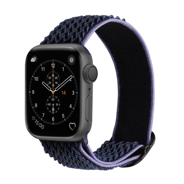 Wave Texture Nylon Watch Band For Apple Watch Ultra 49mm&Watch Ultra 2 49mm / Series 9&8&7 45mm / SE 3&SE 2&6&SE&5&4 44mm / 3&2&1 42mm(Midnight Blue Black) by buy2fix