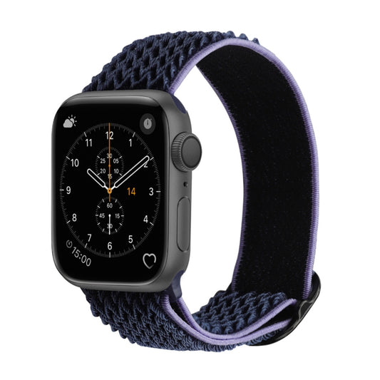 Wave Texture Nylon Watch Band For Apple Watch Ultra 49mm&Watch Ultra 2 49mm / Series 9&8&7 45mm / SE 3&SE 2&6&SE&5&4 44mm / 3&2&1 42mm(Midnight Blue Black) by buy2fix