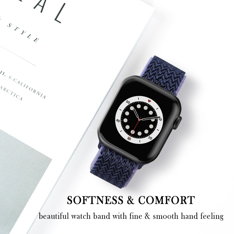 Wave Texture Nylon Watch Band For Apple Watch Ultra 49mm&Watch Ultra 2 49mm / Series 9&8&7 45mm / SE 3&SE 2&6&SE&5&4 44mm / 3&2&1 42mm(Midnight Blue Black) by buy2fix