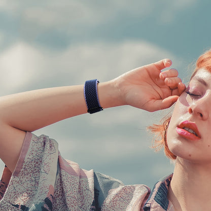 Wave Texture Nylon Watch Band For Apple Watch Ultra 49mm&Watch Ultra 2 49mm / Series 9&8&7 45mm / SE 3&SE 2&6&SE&5&4 44mm / 3&2&1 42mm(Midnight Blue Black) by buy2fix