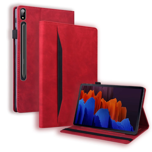 For Samsung Galaxy Tab S8+ / Tab S8 Plus /  Tab S7 FE / Tab S7+ SM-T970 / SM-T976B Business Shockproof Horizontal Flip Leather Case with Holder & Card Slots & Photo Frame & Pen Slot & Sleep / Wake-up Function(Red) - Galaxy Tab S8+ Cases by buy2fix | Online Shopping UK | buy2fix