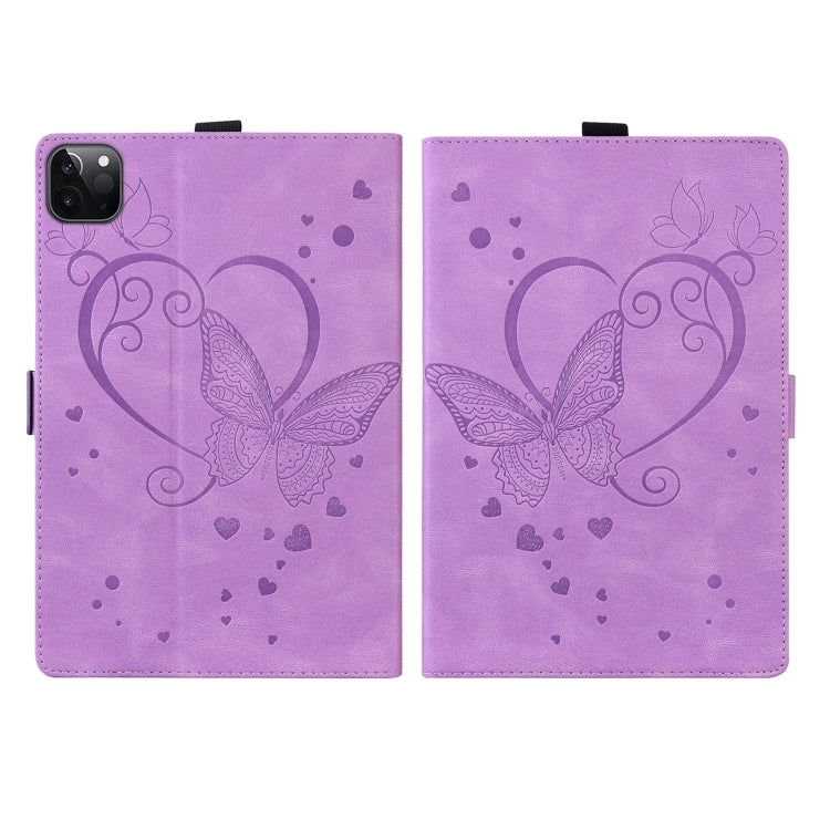 For iPad Pro 12.9 (2020) / (2021) Love Butterfly Pattern Horizontal Flip Leather Tablet Case with Holder & Sleep / Wake-up Function(Purple) - iPad Pro 12.9 (2020) Cases by buy2fix | Online Shopping UK | buy2fix
