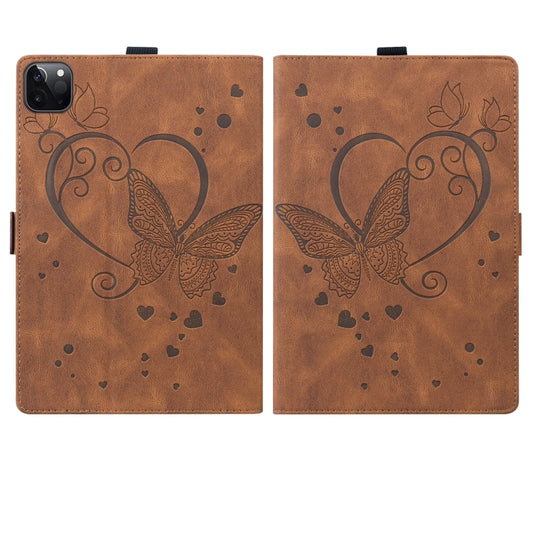 For iPad Pro 12.9 (2020) / (2021) Love Butterfly Pattern Horizontal Flip Leather Tablet Case with Holder & Sleep / Wake-up Function(Brown) - iPad Pro 12.9 (2020) Cases by buy2fix | Online Shopping UK | buy2fix