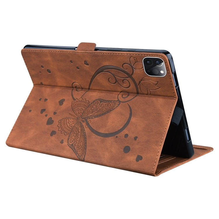For iPad Pro 12.9 (2020) / (2021) Love Butterfly Pattern Horizontal Flip Leather Tablet Case with Holder & Sleep / Wake-up Function(Brown) - iPad Pro 12.9 (2020) Cases by buy2fix | Online Shopping UK | buy2fix