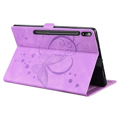 For Samsung Galaxy Tab S8 / Galaxy Tab S7 T870 SM-T875 SM-T876B Love Butterfly Pattern Horizontal Flip Leather Case with Holder(Purple) by buy2fix