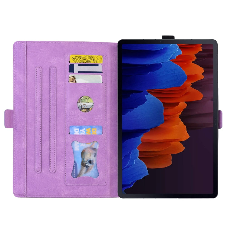 For Samsung Galaxy Tab S8 / Galaxy Tab S7 T870 SM-T875 SM-T876B Love Butterfly Pattern Horizontal Flip Leather Case with Holder(Purple) by buy2fix