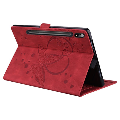 For Samsung Galaxy Tab S8 / Galaxy Tab S7 T870 SM-T875 SM-T876B Love Butterfly Pattern Horizontal Flip Leather Case with Holder(Red) by buy2fix
