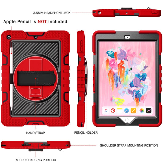 360 Degree Rotation Contrast Color Shockproof Silicone + PC Case with Holder & Hand Grip Strap & Shoulder Strap For iPad 9.7 2018 / 2017 / Air / Air 2 / Pro 9.7 (Red+Black) - iPad 9.7 (2018) & (2017) Cases by buy2fix | Online Shopping UK | buy2fix