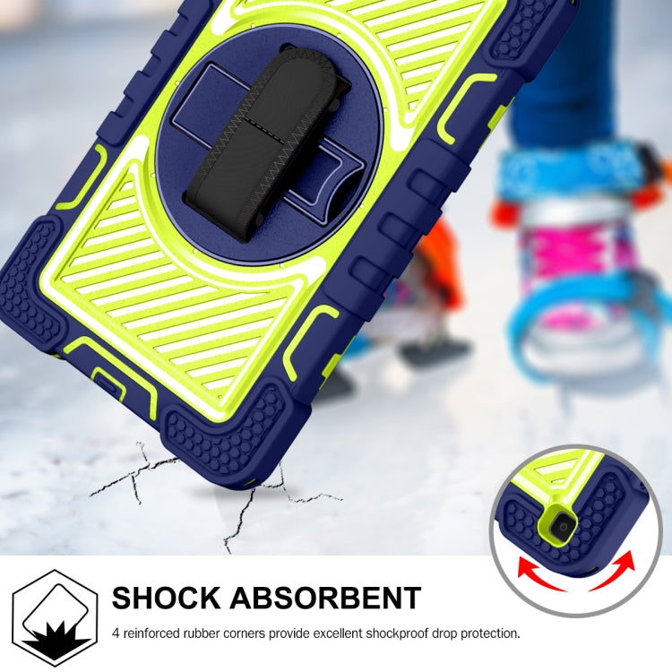 For Samsung Galaxy Tab A 8.0 2019 T290 360 Degree Rotation Contrast Color Shockproof Silicone + PC Case with Holder & Hand Grip Strap & Shoulder Strap(Navy+Yellow Green) - Other Galaxy Tab PC by buy2fix | Online Shopping UK | buy2fix