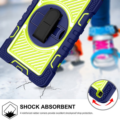 For Samsung Galaxy Tab A 8.0 2019 T290 360 Degree Rotation Contrast Color Shockproof Silicone + PC Case with Holder & Hand Grip Strap & Shoulder Strap(Navy+Yellow Green) - Other Galaxy Tab PC by buy2fix | Online Shopping UK | buy2fix