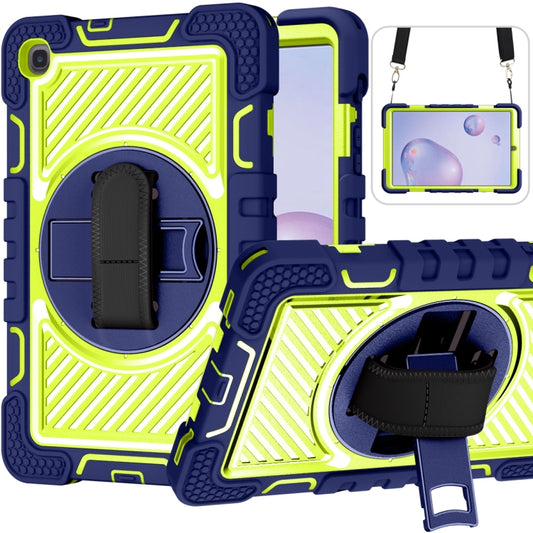 For Samsung Galaxy Tab A 8.4 2020 T307 360 Degree Rotation Contrast Color Shockproof Silicone + PC Case with Holder & Hand Grip Strap & Shoulder Strap(Navy+Yellow Green) - Tab A 8.4 (2020) by buy2fix | Online Shopping UK | buy2fix