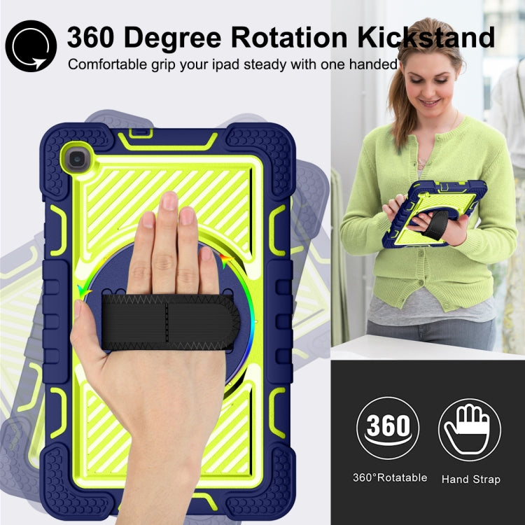 For Samsung Galaxy Tab A 8.4 2020 T307 360 Degree Rotation Contrast Color Shockproof Silicone + PC Case with Holder & Hand Grip Strap & Shoulder Strap(Navy+Yellow Green) - Tab A 8.4 (2020) by buy2fix | Online Shopping UK | buy2fix