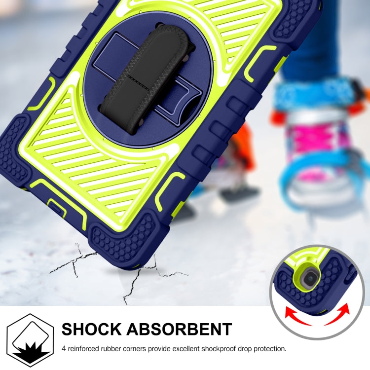 For Samsung Galaxy Tab A 8.4 2020 T307 360 Degree Rotation Contrast Color Shockproof Silicone + PC Case with Holder & Hand Grip Strap & Shoulder Strap(Navy+Yellow Green) - Tab A 8.4 (2020) by buy2fix | Online Shopping UK | buy2fix