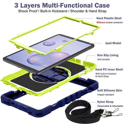 For Samsung Galaxy Tab A 8.4 2020 T307 360 Degree Rotation Contrast Color Shockproof Silicone + PC Case with Holder & Hand Grip Strap & Shoulder Strap(Navy+Yellow Green) - Tab A 8.4 (2020) by buy2fix | Online Shopping UK | buy2fix