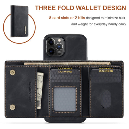 For iPhone 12 / 12 Pro DG.MING M1 Series 3-Fold Multi Card Wallet + Magnetic Back Cover Shockproof Case with Holder Function(Black) - iPhone 12 / 12 Pro Cases by DG.MING | Online Shopping UK | buy2fix