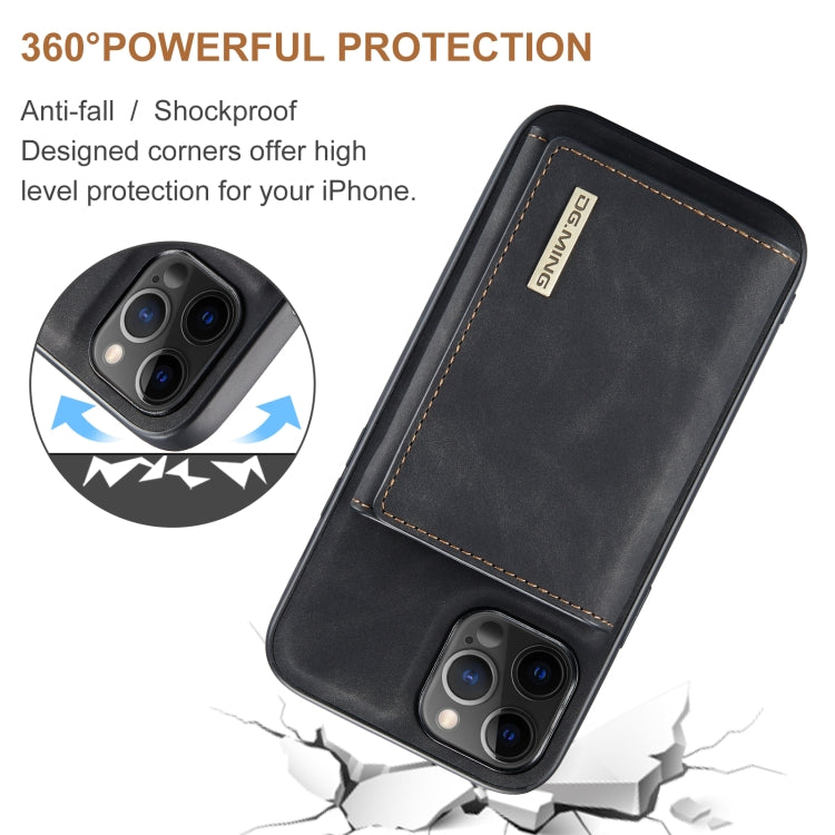 For iPhone 12 / 12 Pro DG.MING M1 Series 3-Fold Multi Card Wallet + Magnetic Back Cover Shockproof Case with Holder Function(Black) - iPhone 12 / 12 Pro Cases by DG.MING | Online Shopping UK | buy2fix