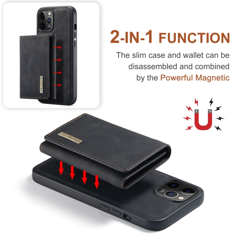 For iPhone 12 / 12 Pro DG.MING M1 Series 3-Fold Multi Card Wallet + Magnetic Back Cover Shockproof Case with Holder Function(Black) - iPhone 12 / 12 Pro Cases by DG.MING | Online Shopping UK | buy2fix