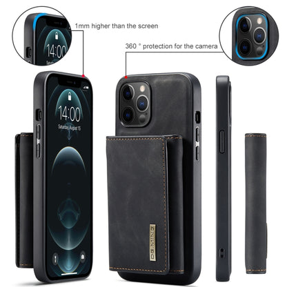 For iPhone 12 / 12 Pro DG.MING M1 Series 3-Fold Multi Card Wallet + Magnetic Back Cover Shockproof Case with Holder Function(Black) - iPhone 12 / 12 Pro Cases by DG.MING | Online Shopping UK | buy2fix