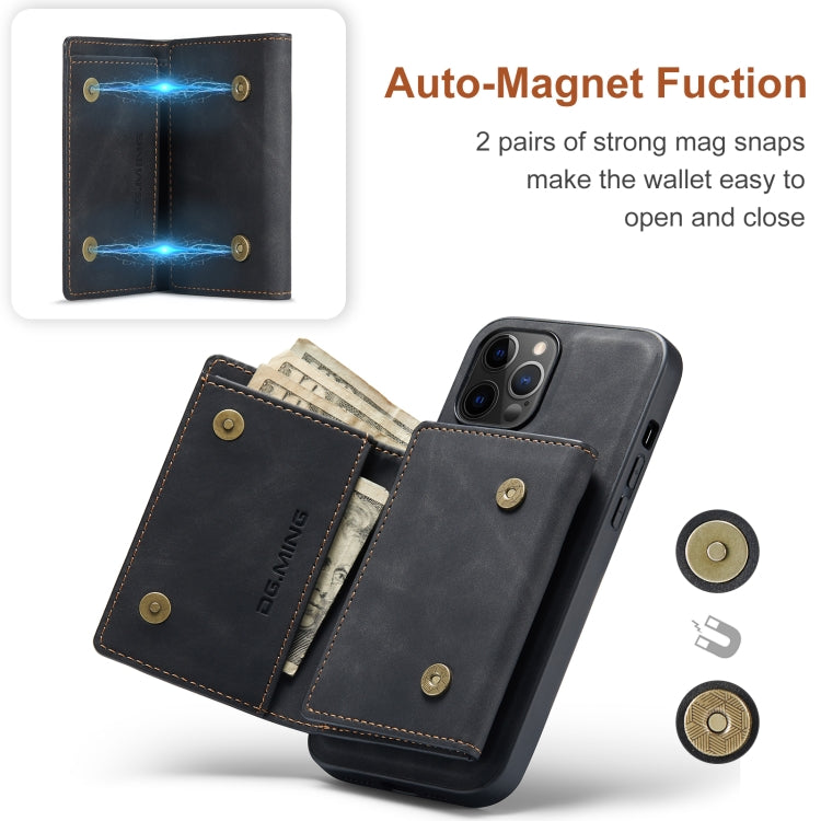 For iPhone 12 / 12 Pro DG.MING M1 Series 3-Fold Multi Card Wallet + Magnetic Back Cover Shockproof Case with Holder Function(Black) - iPhone 12 / 12 Pro Cases by DG.MING | Online Shopping UK | buy2fix