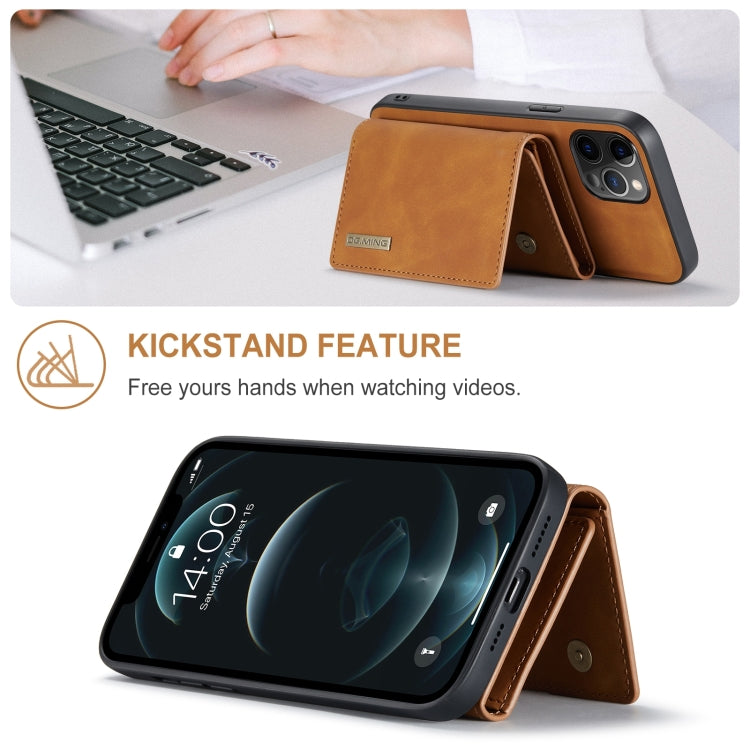 For iPhone 12 / 12 Pro DG.MING M1 Series 3-Fold Multi Card Wallet + Magnetic Back Cover Shockproof Case with Holder Function(Brown) - iPhone 12 / 12 Pro Cases by DG.MING | Online Shopping UK | buy2fix
