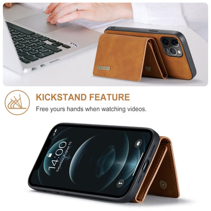 For iPhone 12 / 12 Pro DG.MING M1 Series 3-Fold Multi Card Wallet + Magnetic Back Cover Shockproof Case with Holder Function(Brown) - iPhone 12 / 12 Pro Cases by DG.MING | Online Shopping UK | buy2fix
