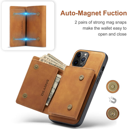 For iPhone 12 / 12 Pro DG.MING M1 Series 3-Fold Multi Card Wallet + Magnetic Back Cover Shockproof Case with Holder Function(Brown) - iPhone 12 / 12 Pro Cases by DG.MING | Online Shopping UK | buy2fix