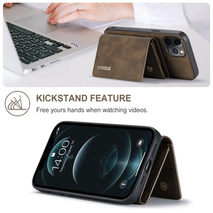 For iPhone 12 / 12 Pro DG.MING M1 Series 3-Fold Multi Card Wallet + Magnetic Back Cover Shockproof Case with Holder Function(Coffee) - iPhone 12 / 12 Pro Cases by DG.MING | Online Shopping UK | buy2fix