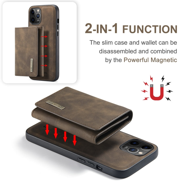 For iPhone 12 / 12 Pro DG.MING M1 Series 3-Fold Multi Card Wallet + Magnetic Back Cover Shockproof Case with Holder Function(Coffee) - iPhone 12 / 12 Pro Cases by DG.MING | Online Shopping UK | buy2fix