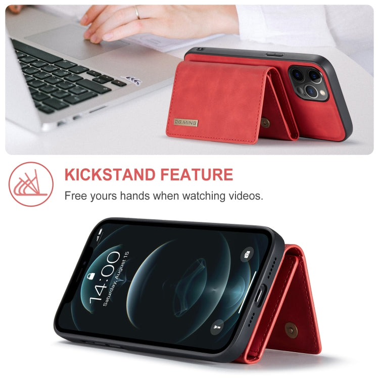 For iPhone 12 / 12 Pro DG.MING M1 Series 3-Fold Multi Card Wallet + Magnetic Back Cover Shockproof Case with Holder Function(Red) - iPhone 12 / 12 Pro Cases by DG.MING | Online Shopping UK | buy2fix