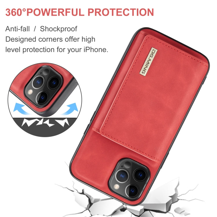 For iPhone 12 / 12 Pro DG.MING M1 Series 3-Fold Multi Card Wallet + Magnetic Back Cover Shockproof Case with Holder Function(Red) - iPhone 12 / 12 Pro Cases by DG.MING | Online Shopping UK | buy2fix