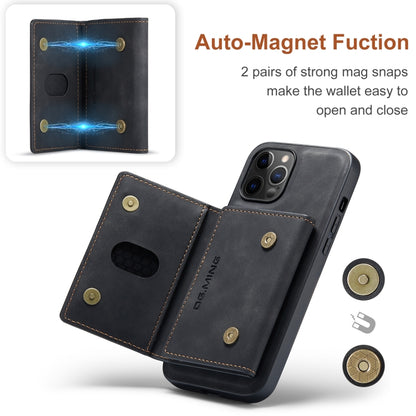 For iPhone 12 / 12 Pro DG.MING M2 Series 3-Fold Multi Card Bag + Magnetic Back Cover Shockproof Case with Wallet & Holder Function(Black) - iPhone 12 / 12 Pro Cases by DG.MING | Online Shopping UK | buy2fix