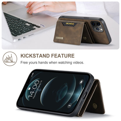 For iPhone 12 / 12 Pro DG.MING M2 Series 3-Fold Multi Card Bag + Magnetic Back Cover Shockproof Case with Wallet & Holder Function(Coffee) - iPhone 12 / 12 Pro Cases by DG.MING | Online Shopping UK | buy2fix