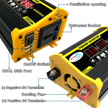 Legend II Generation 12V to 110V 4000W Modified Square Wave Car Power Inverter(Black) - Modified Square Wave by buy2fix | Online Shopping UK | buy2fix