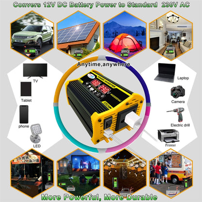 Legend II Generation 12V to 110V 4000W Modified Square Wave Car Power Inverter(Black) - Modified Square Wave by buy2fix | Online Shopping UK | buy2fix
