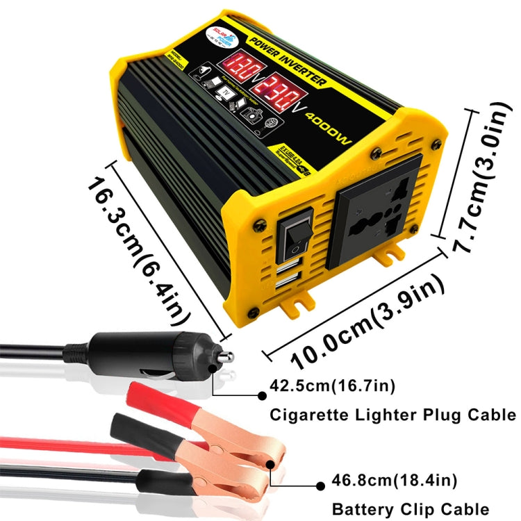 Legend II Generation 12V to 220V 4000W Modified Square Wave Car Power Inverter(Black) by buy2fix