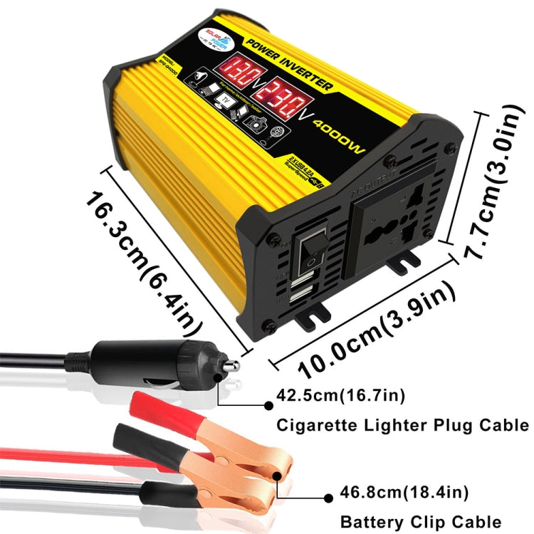 Legend II Generation 12V to 220V 4000W Modified Square Wave Car Power Inverter(Yellow) by buy2fix