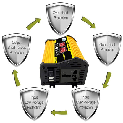 Legend II Generation 12V to 220V 4000W Modified Square Wave Car Power Inverter(Yellow) by buy2fix