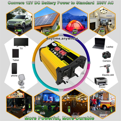 Legend II Generation 12V to 220V 4000W Modified Square Wave Car Power Inverter(Yellow) by buy2fix