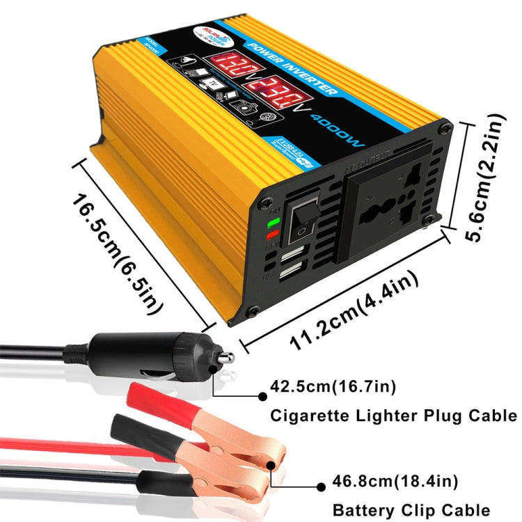 Tang II Generation 12V to 110V 4000W Modified Square Wave Car Power Inverter(Yellow) by buy2fix