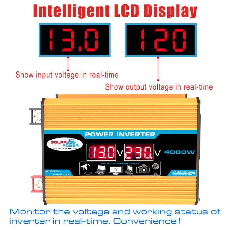 Tang II Generation 12V to 110V 4000W Modified Square Wave Car Power Inverter(Yellow) by buy2fix