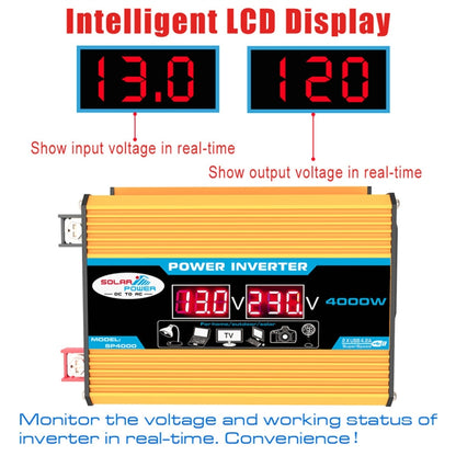 Tang II Generation 12V to 110V 4000W Modified Square Wave Car Power Inverter(Yellow) by buy2fix