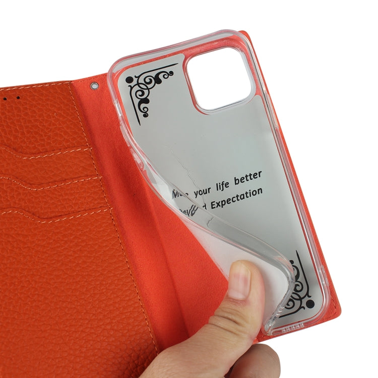 For iPhone 12 mini Litchi Genuine Leather Phone Case (Dark Blue) - iPhone 12 mini Cases by buy2fix | Online Shopping UK | buy2fix