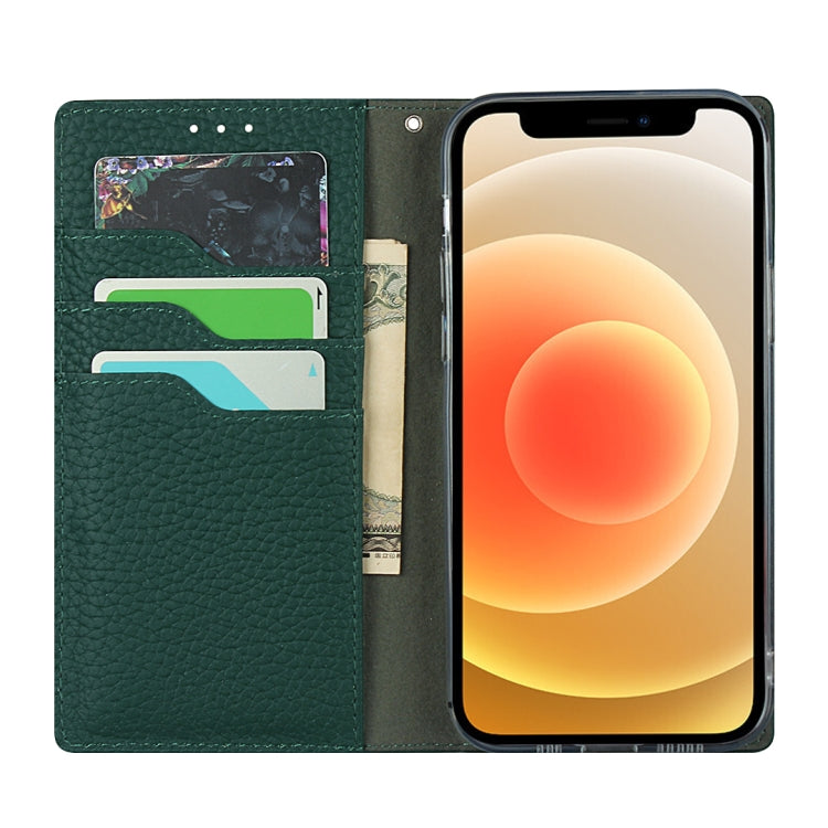 For iPhone 12 mini Litchi Genuine Leather Phone Case (Green) - iPhone 12 mini Cases by buy2fix | Online Shopping UK | buy2fix